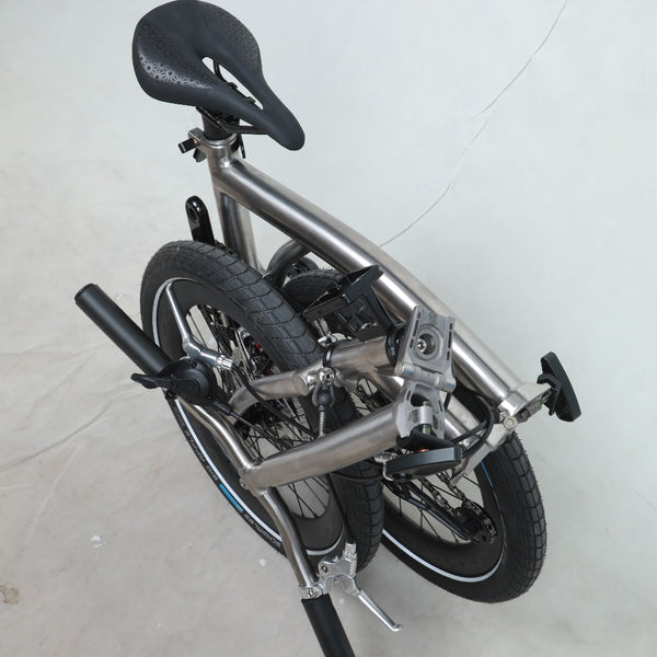 18inchx2.0 Full Titanium Trifold brompton with flat Disc Brake and carbon wheelset, 7speed