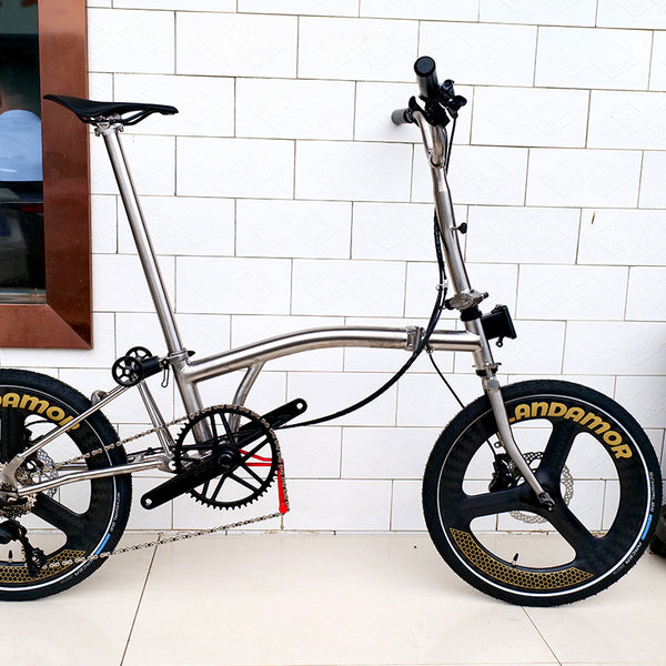 20inch Full Titanium Trifold brompton Bike with Disc Brake and carbon wheelset, 11speed