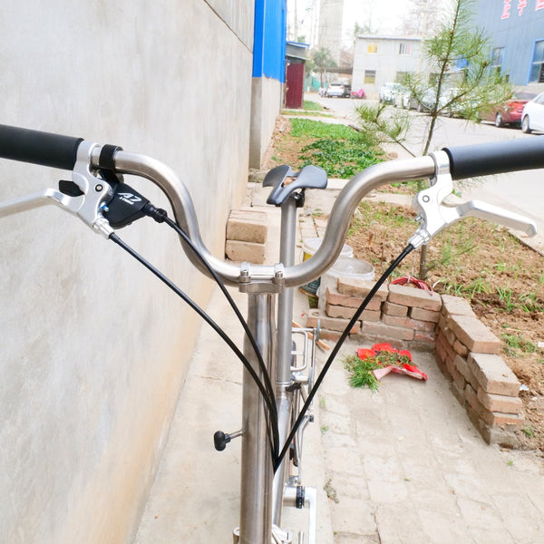 7 speedfull aero titanium brompton bike with carbon wheelsets  raw silver hand-brushed