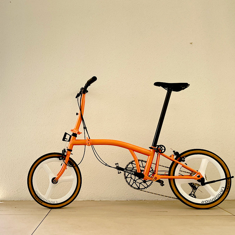 希少フルカーボンフレーム電子変速 brompton同類16インチ折りたたみ自転車 Full aero titanium 16 Inch Folding Bike brompton with 7-Speed, Rim