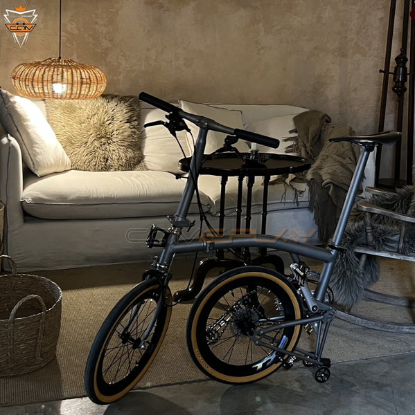 Full aero titanium brompton Clone 16 Inch tri-fold  Bike with 7-Speed Silver color