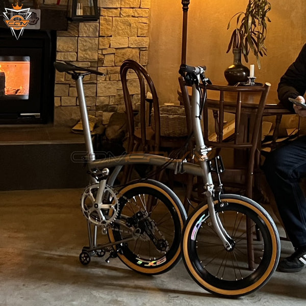 Full aero titanium brompton Clone 16 Inch tri-fold  Bike with 7-Speed Silver color