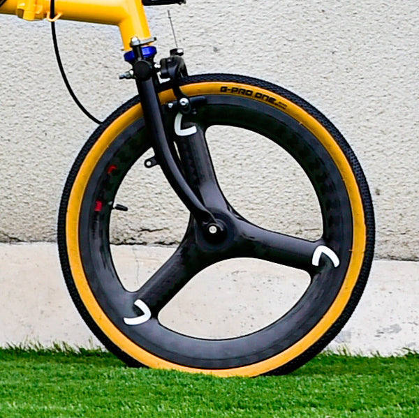 LANDAMOR 305 Carbon Wheels 16 Inch Tri Spokes V  Brake 7 Speed Folding Bike Ceramic Bearing Lightweight