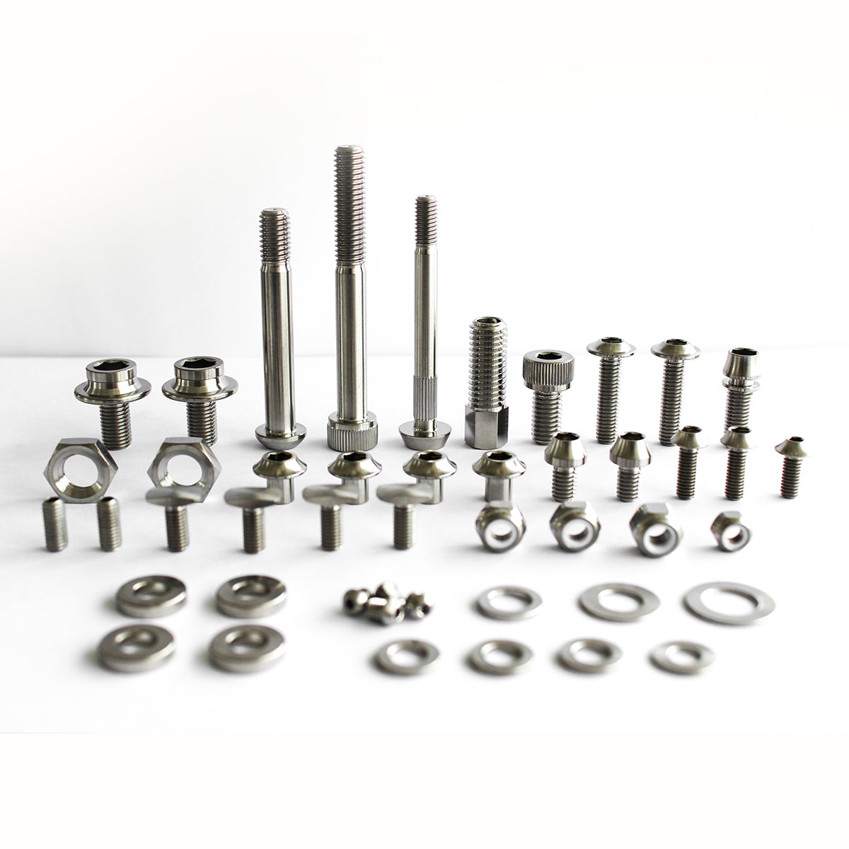 Titanium fasteners (bolts screws nuts washers) set suit for