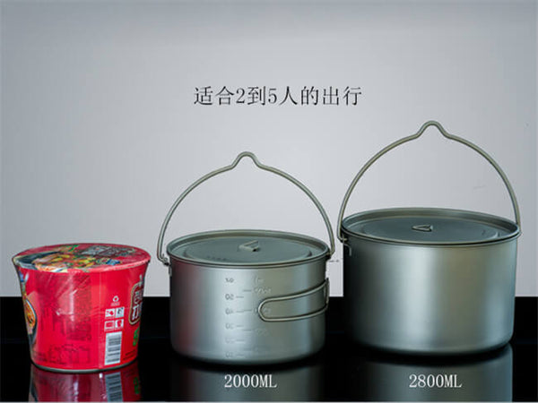 Titanium 1600ml Pot with Bail Handle Cookware for Backpacking Camping