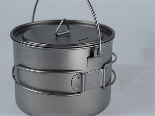Titanium 1600ml Pot with Bail Handle Cookware for Backpacking Camping
