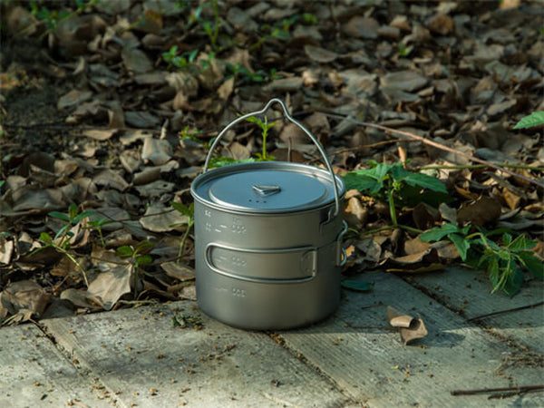 Titanium 1600ml Pot with Bail Handle Cookware for Backpacking Camping