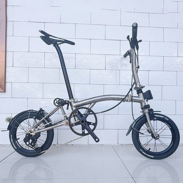 Comeplay Hexati 14" Titanium Tri-Fold Folding Bike – 7.3kg Ultralight Commuter | 3-Speed, M/P/H Stem Options, Like Brompton