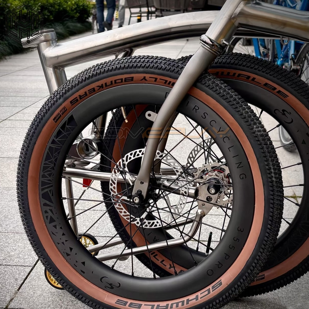 Titanium 18inch flat disc mount fork and triangle  suit for Brompton P Line ( tire max 18x2.0 )