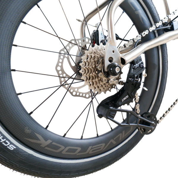 18inchx2.0 Full Titanium Trifold brompton with flat Disc Brake and carbon wheelset, 7speed