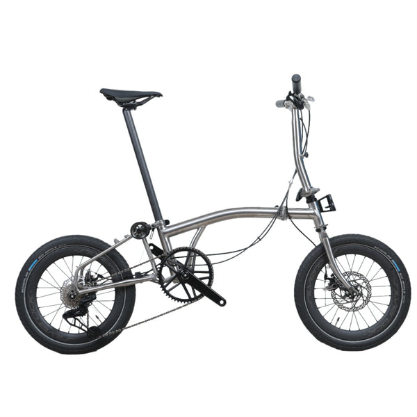18inchx2.0 Full Titanium Trifold brompton with flat Disc Brake and carbon wheelset, 7speed