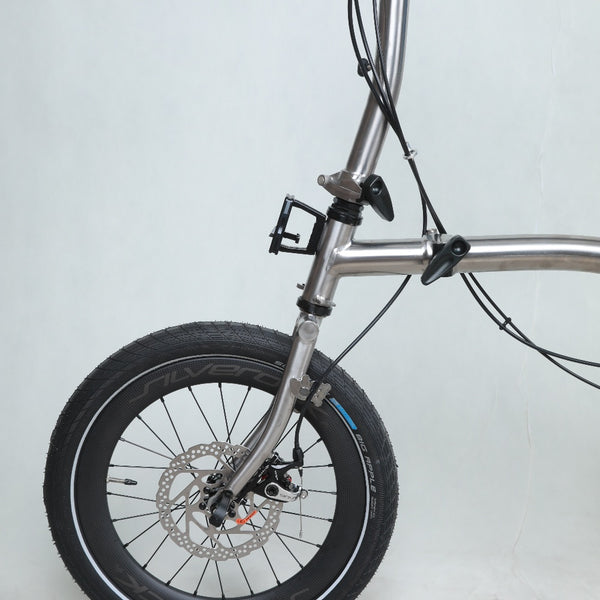 18inchx2.0 Full Titanium Trifold brompton with flat Disc Brake and carbon wheelset, 7speed