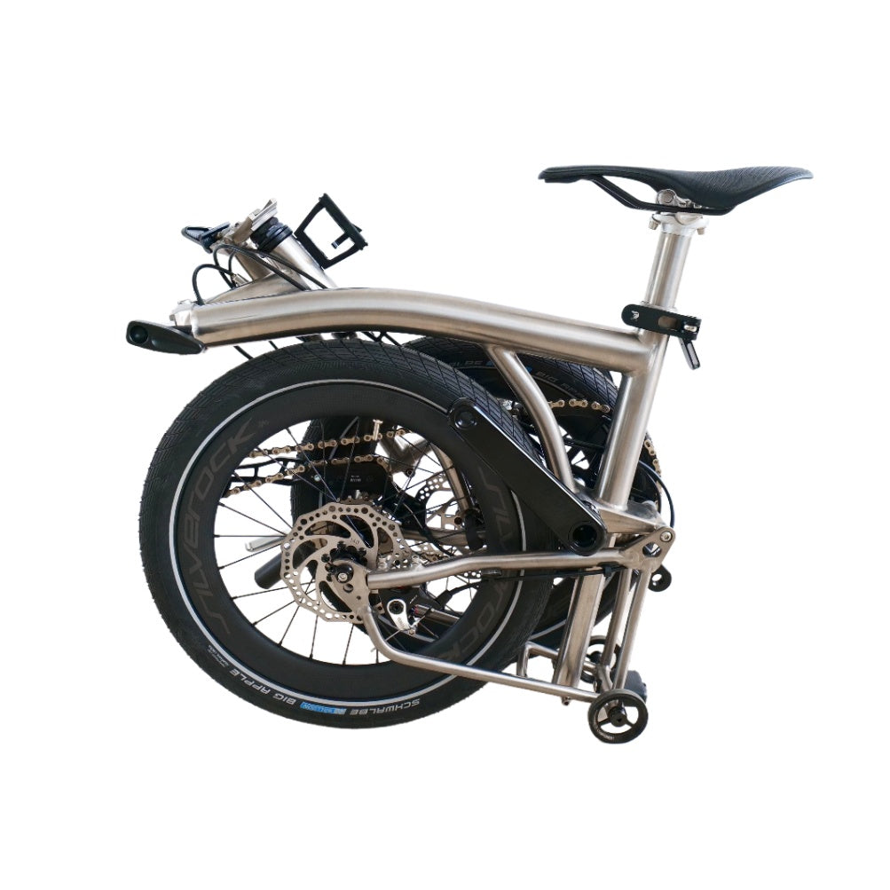 18inchx2.0 Full Titanium Trifold brompton with flat Disc Brake and carbon wheelset, 7speed