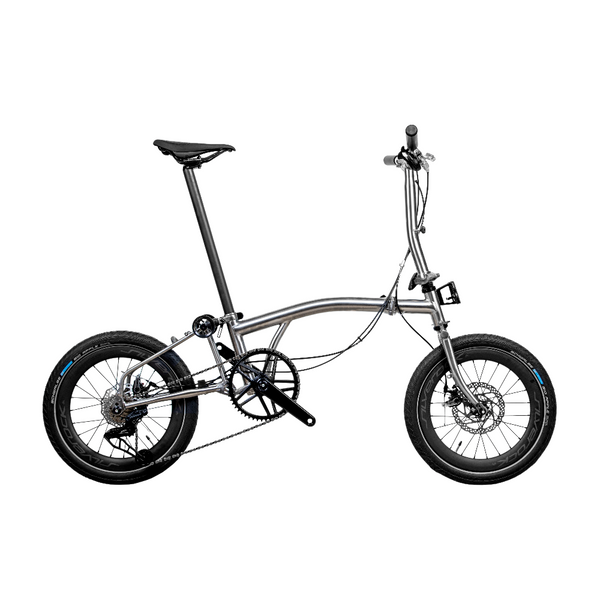 18inchx2.0 Full Titanium Trifold brompton with flat Disc Brake and carbon wheelset, 7speed