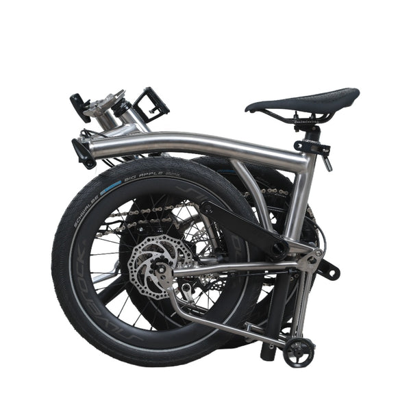 18inchx2.0 Full Titanium Trifold brompton with flat Disc Brake and carbon wheelset, 7speed