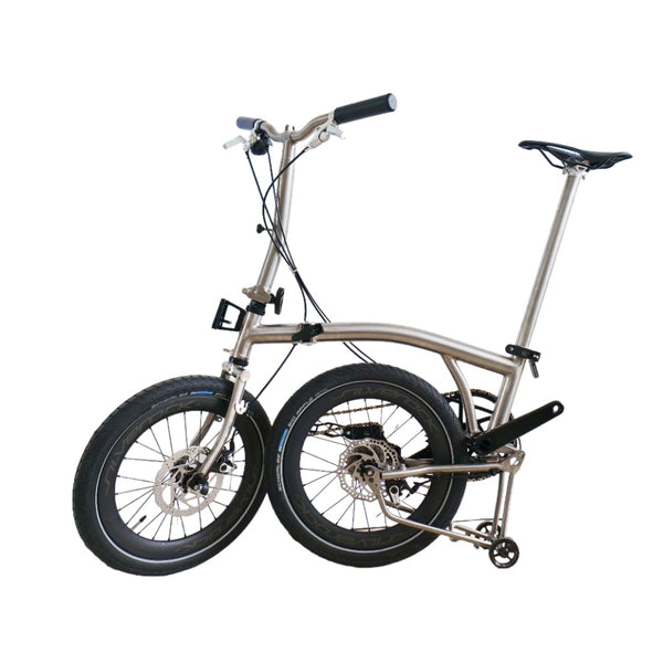 18inchx2.0 Full Titanium Trifold brompton with flat Disc Brake and carbon wheelset, 7speed