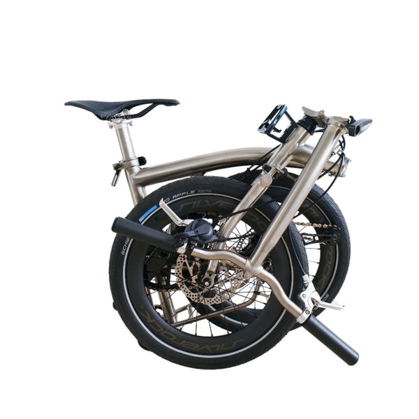 18inchx2.0 Full Titanium Trifold brompton with flat Disc Brake and carbon wheelset, 7speed