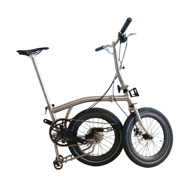 18inchx2.0 Full Titanium Trifold brompton with flat Disc Brake and carbon wheelset, 7speed