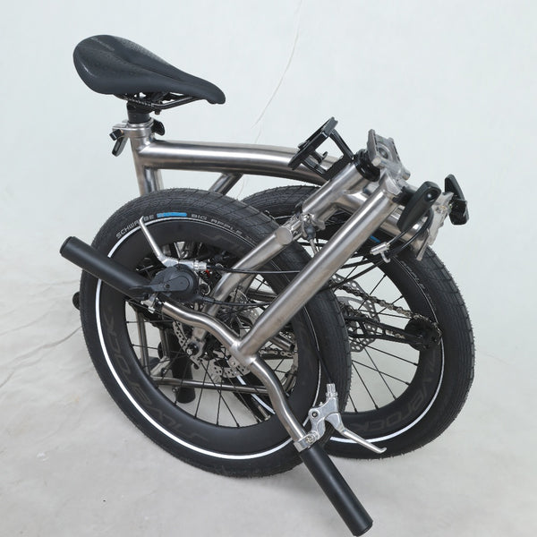 18inchx2.0 Full Titanium Trifold brompton with flat Disc Brake and carbon wheelset, 7speed