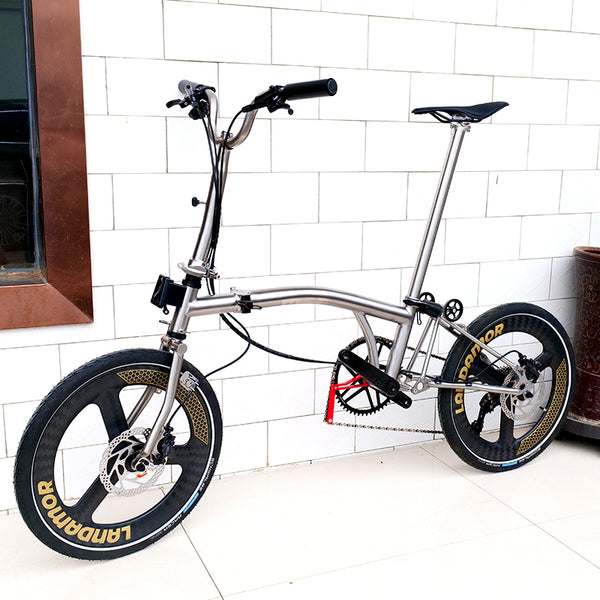 20inch Full Titanium Trifold brompton Bike with Disc Brake and carbon wheelset, 11speed