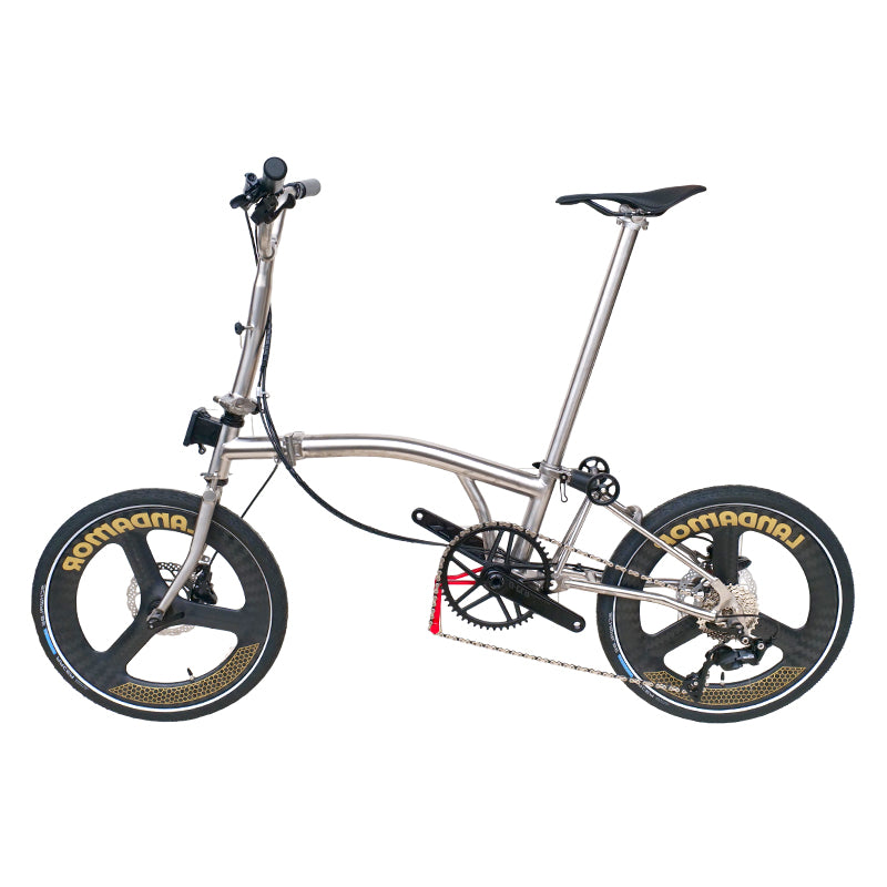 20inch Full Titanium Trifold brompton Bike with Disc Brake and carbon wheelset, 11speed