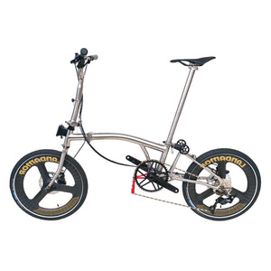 20inch Full Titanium Trifold brompton Bike with Disc Brake and carbon wheelset, 11speed