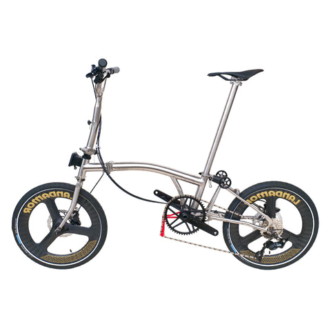 20inch Full Titanium Trifold brompton Bike with Disc Brake and carbon wheelset, 11speed