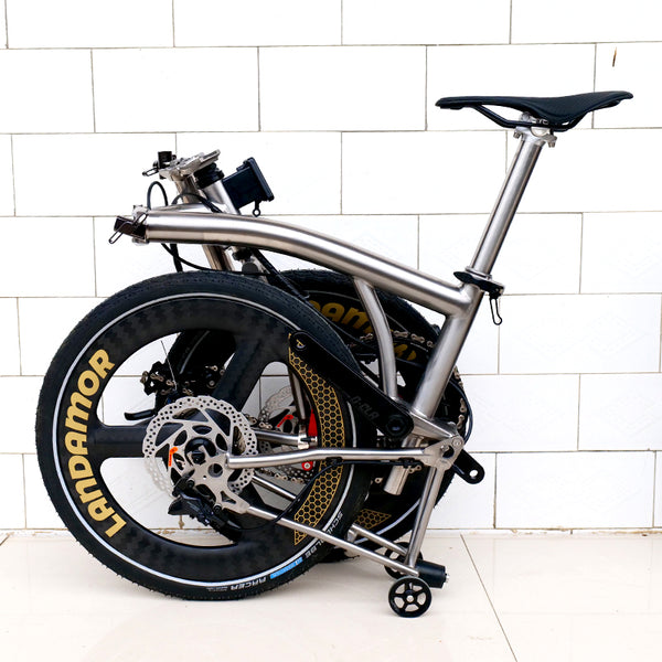 20inch Full Titanium Trifold brompton Bike with Disc Brake and carbon wheelset, 11speed