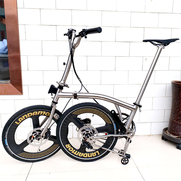 20inch Full Titanium Trifold brompton Bike with Disc Brake and carbon wheelset, 11speed