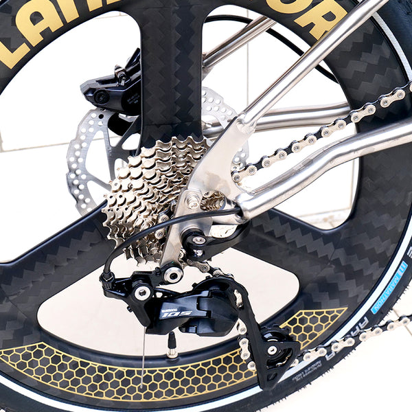 20inch Full Titanium Trifold brompton Bike with Disc Brake and carbon wheelset, 11speed