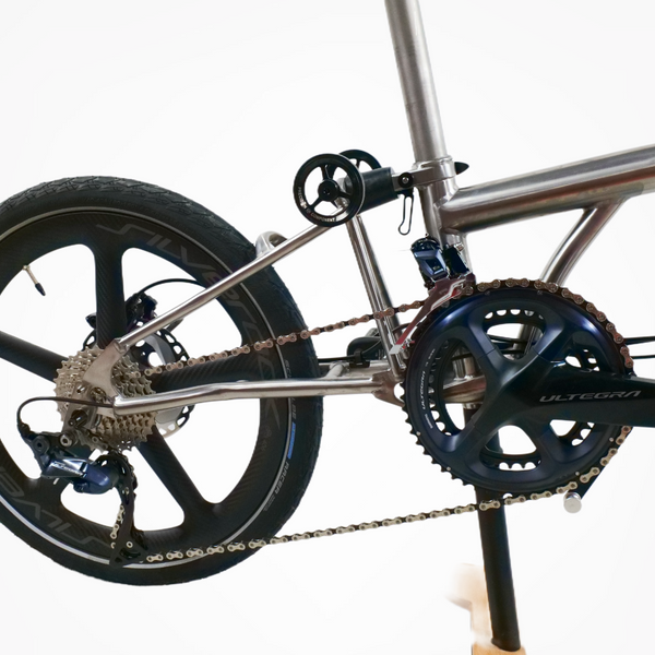 20 inch Full Titanium Trifold brompton Bike with Disc Brake and carbon wheelset