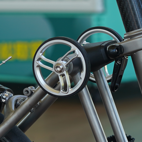 70mm Easy Wheels for Brompton – Premium CNC Aluminum Roller Wheels with Titanium Bolts, 73g/pair – The H&H-Style Upgrade You’ve Been Looking For