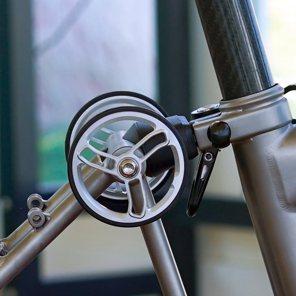 70mm Easy Wheels for Brompton – Premium CNC Aluminum Roller Wheels with Titanium Bolts, 73g/pair – The H&H-Style Upgrade You’ve Been Looking For