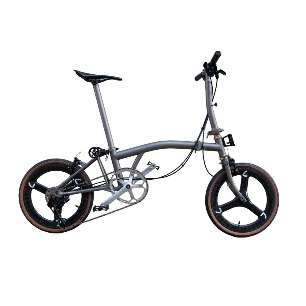 7 speed matte grey full titanium brompton.