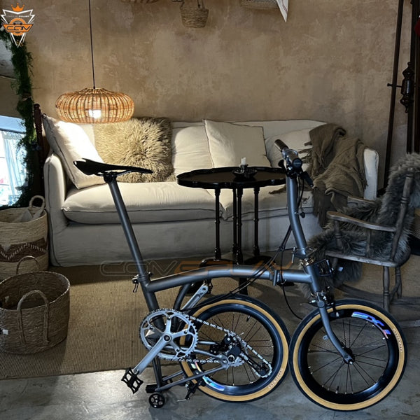 Full aero titanium brompton Clone 16 Inch tri-fold  Bike with 7-Speed Silver color