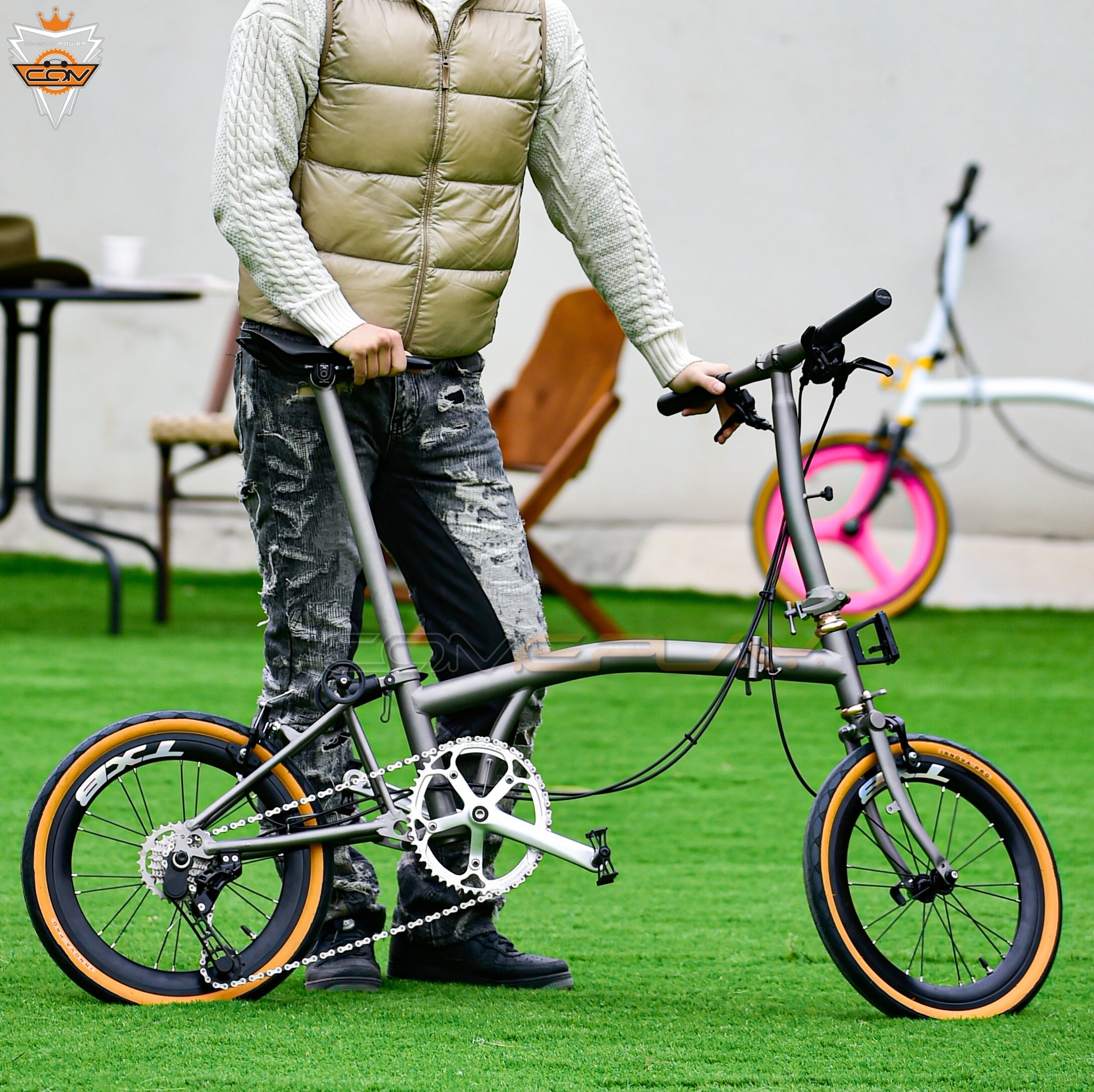 Full aero titanium brompton Clone 16 Inch tri-fold  Bike with 7-Speed Matte