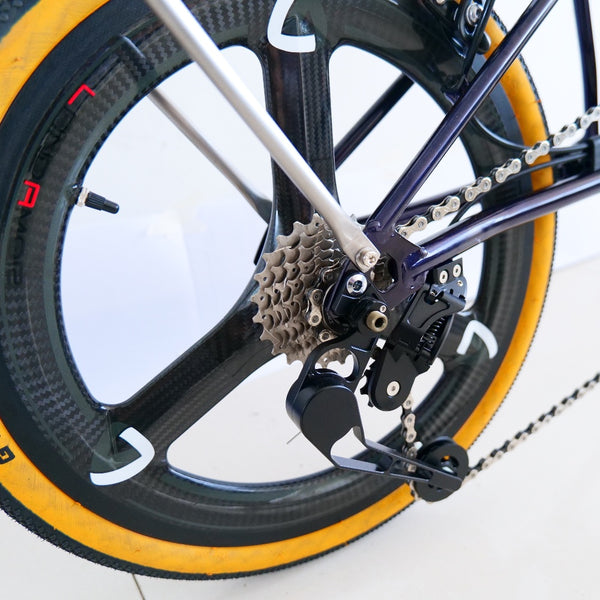 Full aero titanium brompton 16 Inch Bike, 7-Speed,Carbon wheelsets, Dark Blue