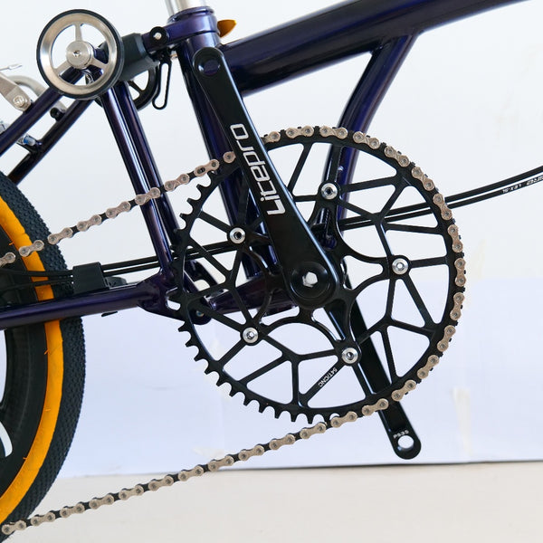 Full aero titanium brompton 16 Inch Bike, 7-Speed,Carbon wheelsets, Dark Blue