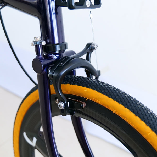 Full aero titanium brompton 16 Inch Bike, 7-Speed,Carbon wheelsets, Dark Blue