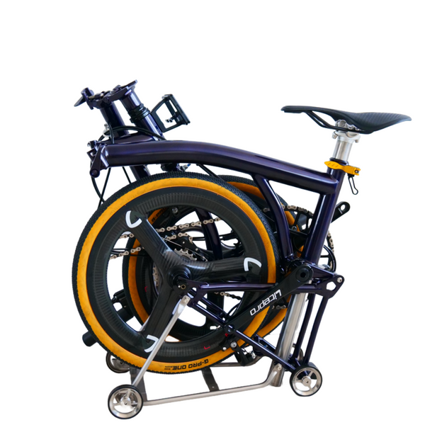 Full aero titanium brompton 16 Inch Bike, 7-Speed,Carbon wheelsets, Dark Blue