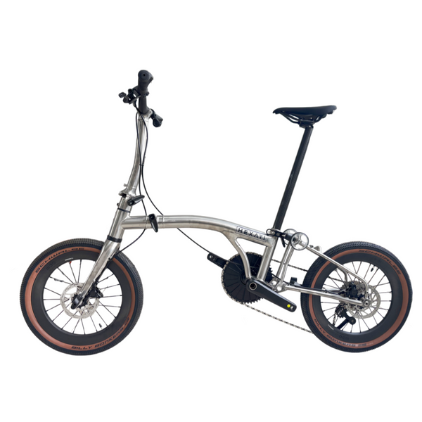 HEXATI T18 ELite Thru-Axle – 8.6kg Full-Titanium Folding Bike | L-TWOO ER9 Electronic Shifting, Hydraulic Disc Brakes, Carbon Wheels – T Line Gravel Upgrade