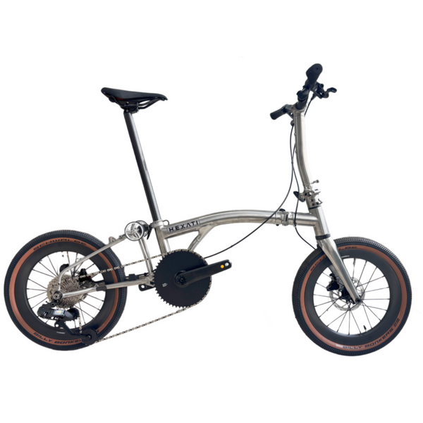 HEXATI T18 ELite Thru-Axle – 8.6kg Full-Titanium Folding Bike | L-TWOO ER9 Electronic Shifting, Hydraulic Disc Brakes, Carbon Wheels – T Line Gravel Upgrade