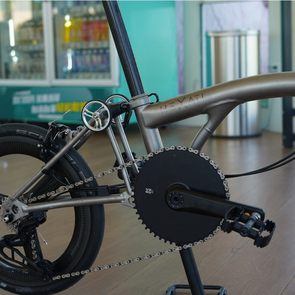 HEXATI T18 ELite – 8.2kg Full-Titanium Tri-Fold Bike  Rim Brake, 7-Speed, 355 Carbon Wheels – T Line Alternative
