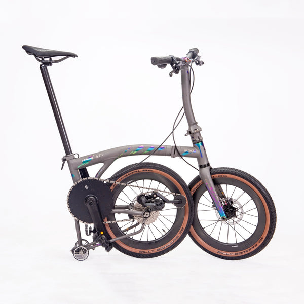 HEXATI T20 ELite Custom Paint – One-of-a-Kind Titanium Gravel Folding Bike