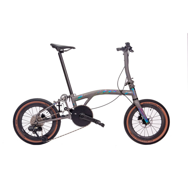 HEXATI T20 ELite Custom Paint – One-of-a-Kind Titanium Gravel Folding Bike