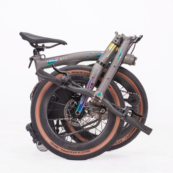 HEXATI T20 ELite Custom Paint – One-of-a-Kind Titanium Gravel Folding Bike