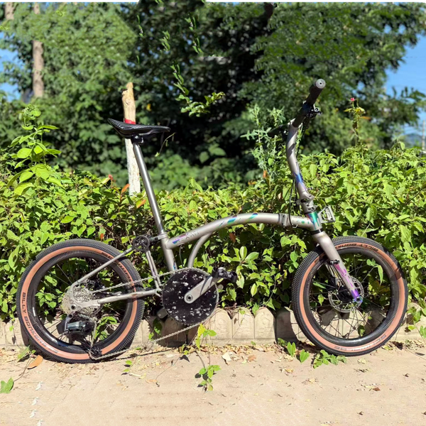 HEXATI T20 ELite Custom Splash – 9.2kg Full-Titanium Gravel Folding Bike with SRAM Rival AXS and titanium cranks