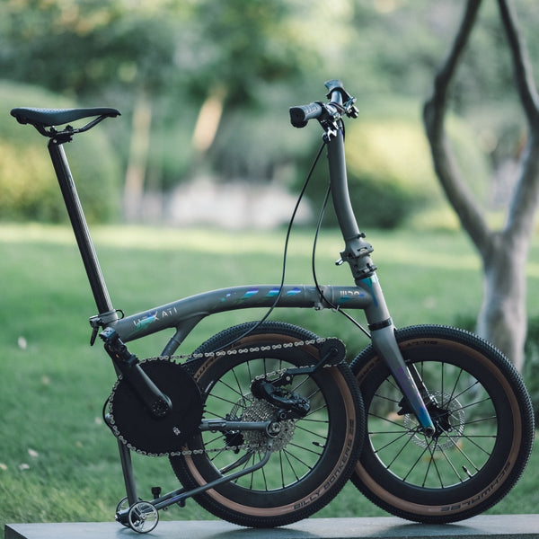 HEXATI T20 ELite Custom Paint – Titanium Gravel Folding Bike--with L-TWOO ER9 wireless groupsets