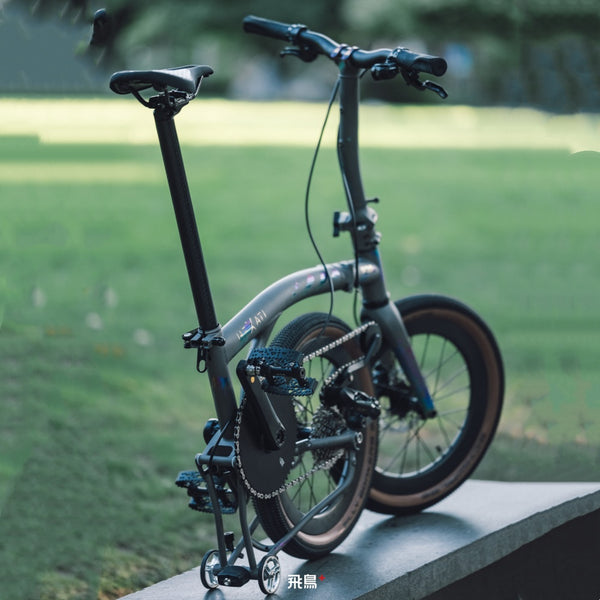 HEXATI T20 ELite Custom Paint – Titanium Gravel Folding Bike--with L-TWOO ER9 wireless groupsets