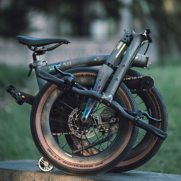 HEXATI T20 ELite Custom Paint – Titanium Gravel Folding Bike--with L-TWOO ER9 wireless groupsets